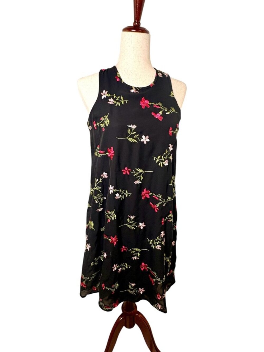 Tommy Hilfiger Black Floral Embroidered Sleeveless Shift Dress Size 4